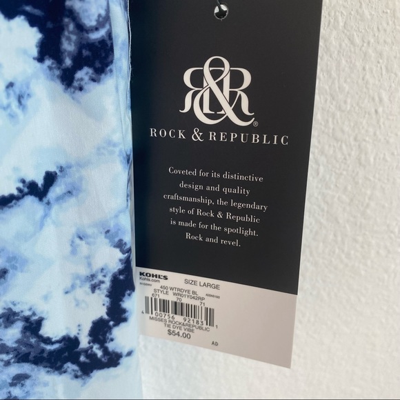 NWT Rock & Republic Dress L Blue White Tie Die - Picture 8 of 11